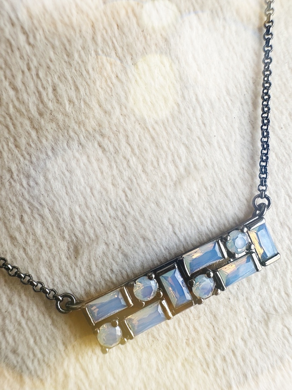 Bomb Party Geometric Diva Lab-Created Opal Necklace on Hematite plated Chain